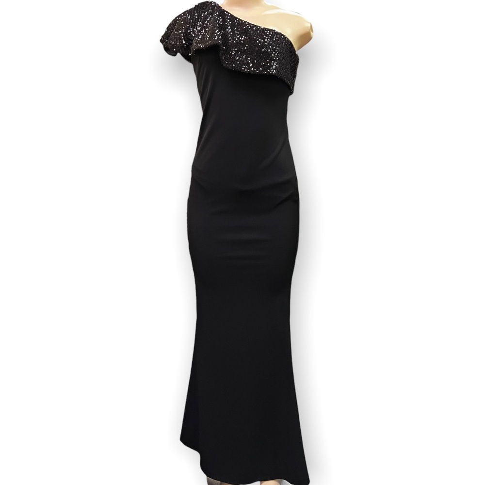 Aidan Mattox Women's One Shoulder Sequin Long Dress